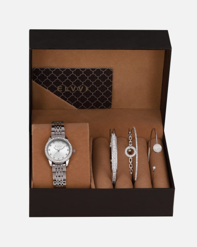 طقم هدايا نسائي فضي مميز | SLOS009L111111