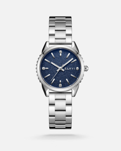 ساعة نسائية بسير ستيل باللون الفضي