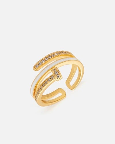 خاتم نسائي بتصميم أنيق بلون ذهبي