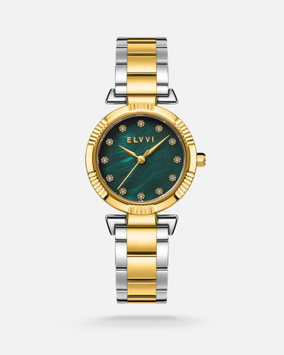 ساعة نسائيه من الستيل بلون فضي وذهبي من الفــــي