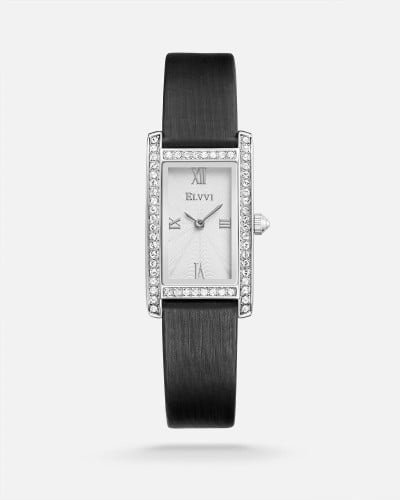 ساعة نسائية جلد بلون أسود من الفي