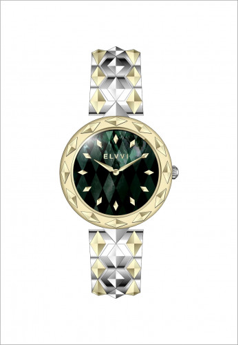 ساعه نسائيه بتصميم مستوحى من جلد الثعبان من الستيل...