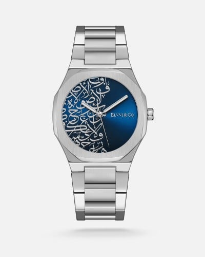 ساعة رجالية باللون الفضي