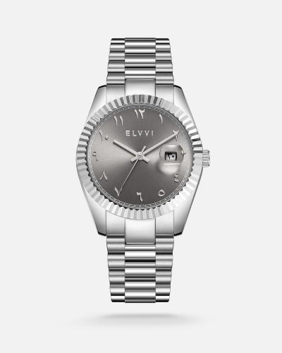 ساعة رجالية إلڤي ستيل بلون فضي