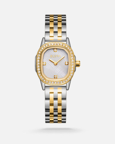 ساعة نسائية ستيل بلون فضي وذهبي