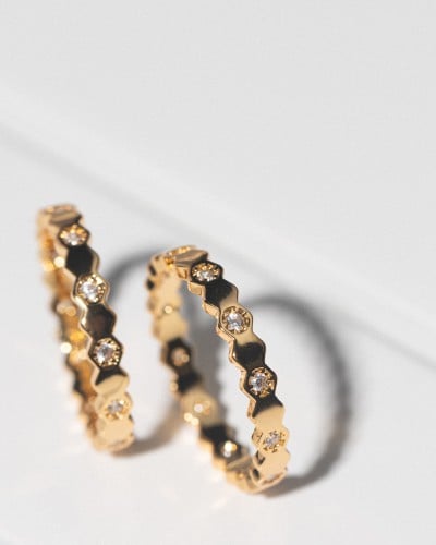 خاتم نسائي توينز عصري بلون ذهبي