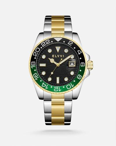 ساعة رجالية باللون الفضي والذهبي