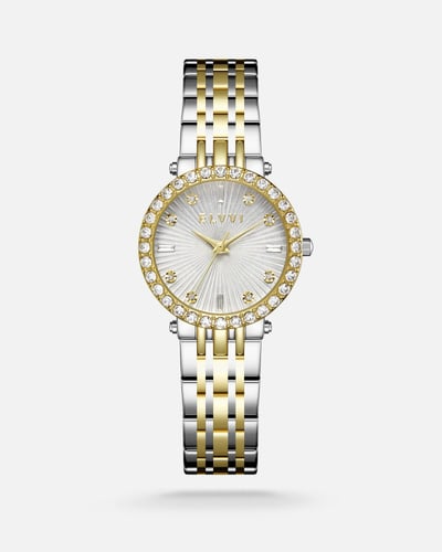 ساعة نسائيه ستيل بلون فضي وذهبي