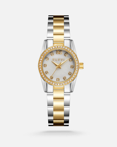ساعة نسائية بسير ستيل بلون ذهبي وفضي
