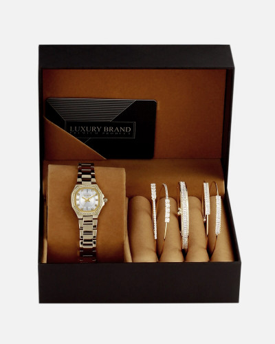 طقم هدية نسائية ذهبي بتصميم عصري