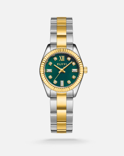 ساعة نسائيه من الستيل بلون فضي وذهبي من الـــــي