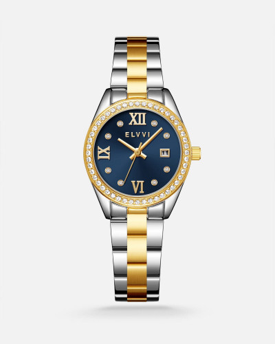 ساعة نسائية ستيل بلون فضي وذهبي