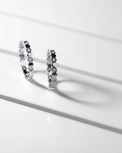 خاتم نسائي توينز عصري بلون فضي