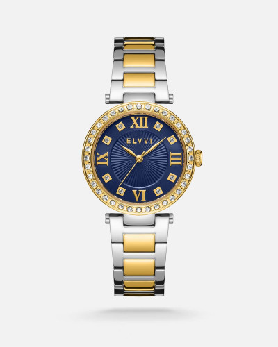 ساعة نسائية ستيل بلون فضي وذهبي