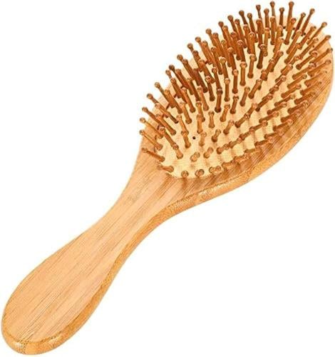 فرشاة شعر خشبية مبطنة لتدليك الشعر مضادة للكهرباء...