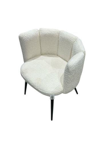 كرسي مفرد بوكلية لونين الأبيض والبيج