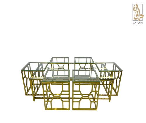 طقم طاولات كنب استيل 1+6 مع زجاج