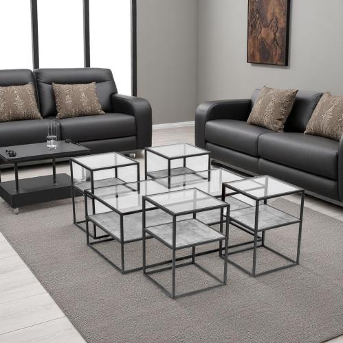 طقم طاولات كنب مستطيل لون رصاصي