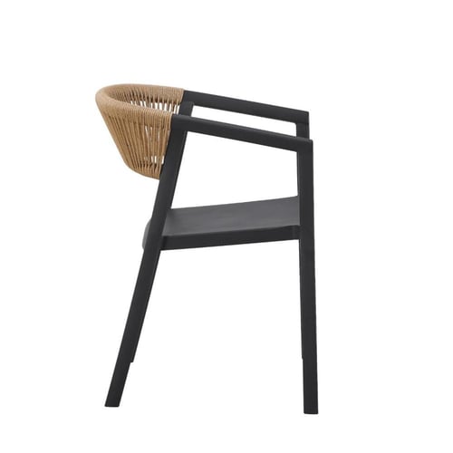 كرسي خارجي اسود في بيج دائري