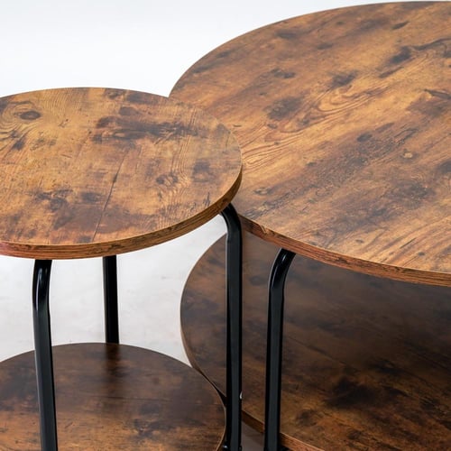 طقم طاولات كنب 1+6 لون بني محروق