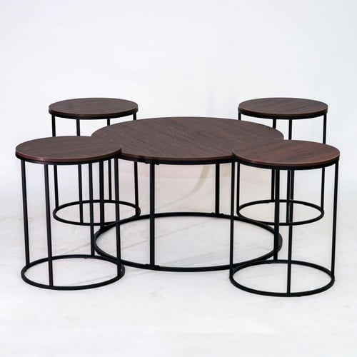 طقم طاولات كنب لون بني غامق