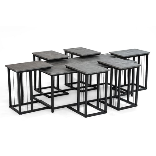 طقم طاولات كنب 1+6 لون رصاصي