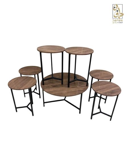 طقم طاولات كنب MDF بني محروق
