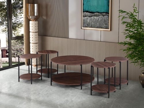 طقم طاولات 1+4 لون بني