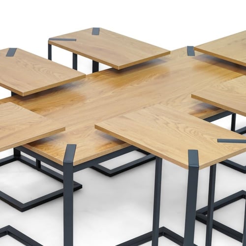 طقم طاولات كنب 1+6 لون بيج فاتح