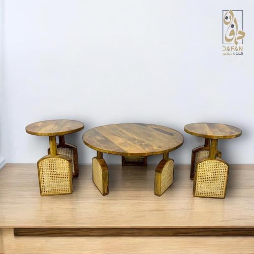 طقم طاولات هندي خشب طبيعي