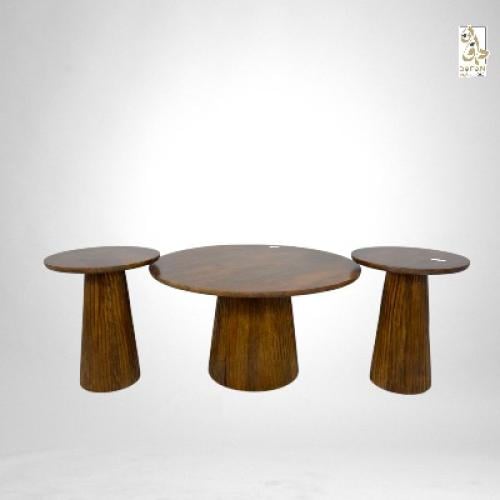 طقم طاولات 1+2 خشب هندي طبيعي