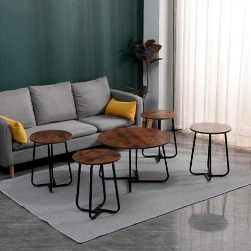 طقم طاولات كنب 1+4 دائري لون بني