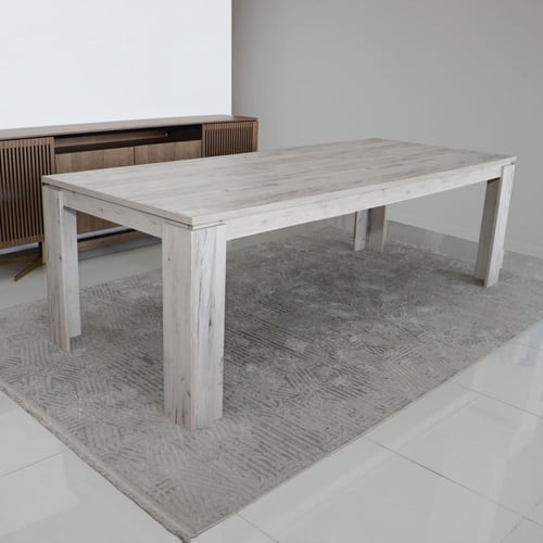 طاولة طعام 10 كرسي خشب لون ابيض