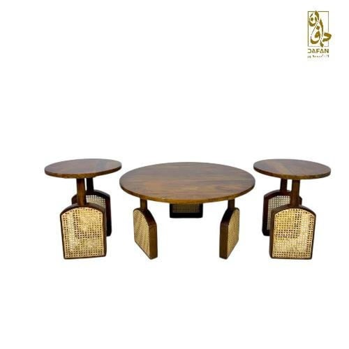 طقم طاولات هندي خشب طبيعي