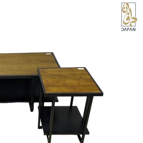 طقم طاولات قهوة ٣ قطع خشب وحديد