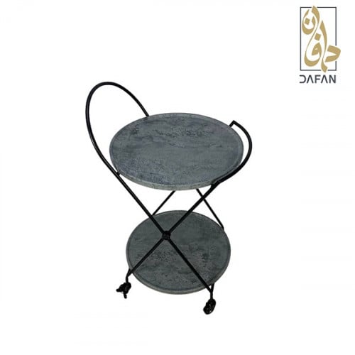 تسوق عربة شاي رمادية دائرية لضيافة ملكية فاخرة