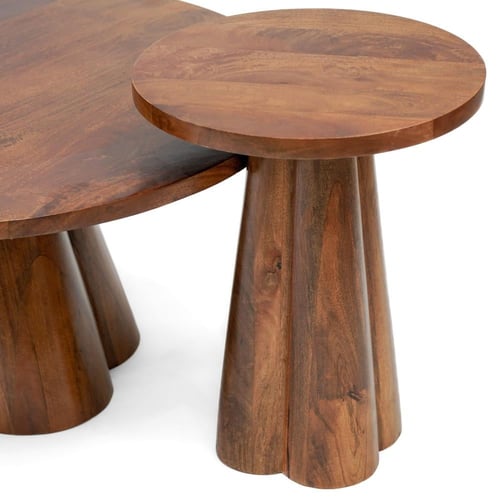 طقم طاولات خشب هندي طبيعي