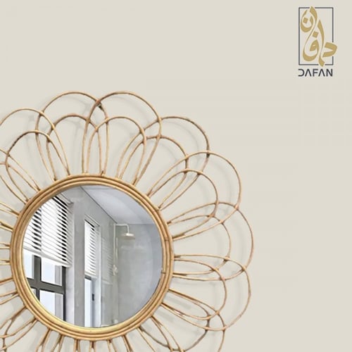 مرآة حائط دوائر مميزة لون أصفر