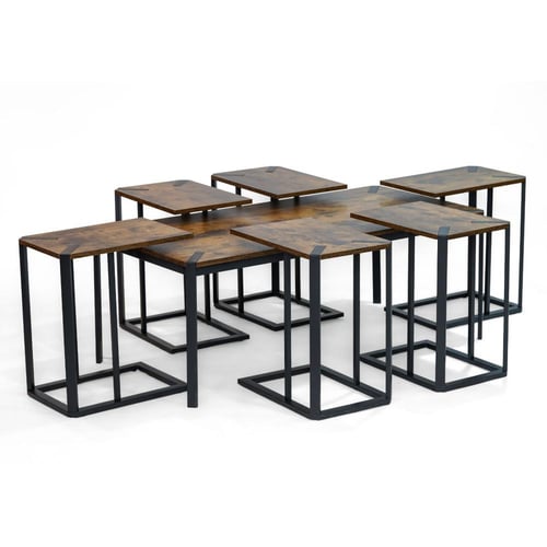 طقم طاولات كنب 1+6 لون بني محروق