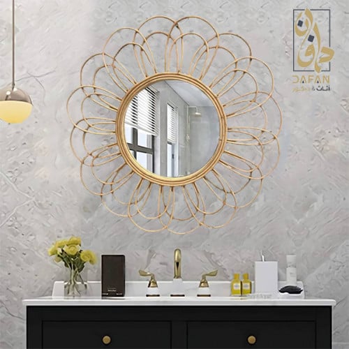 مرآة حائط دوائر مميزة لون أصفر