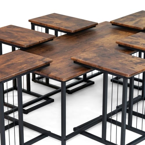 طقم طاولات كنب 1+6 لون بني محروق