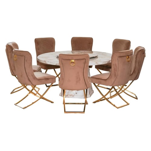 طاولة طعام رخام دائري 8 اشخاص