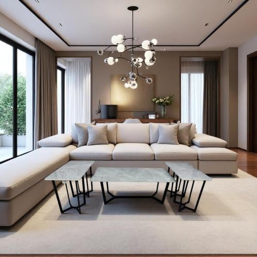 طقم طاولات كنب (1+4) سيراميك لون رصاصي