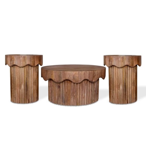 طقم طاولات 1+2 خشب هندي طبيعي