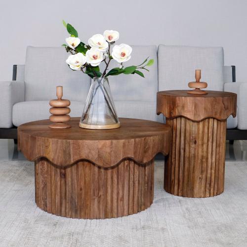 طقم طاولات 1+2 خشب هندي طبيعي