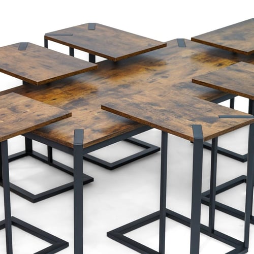 طقم طاولات كنب 1+6 لون بني محروق