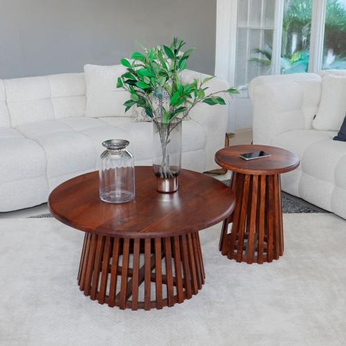 طقم طاولات 1+2 خشب طبيعي