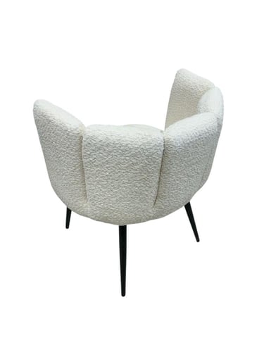 كرسي مفرد بوكلية لونين الأبيض والبيج