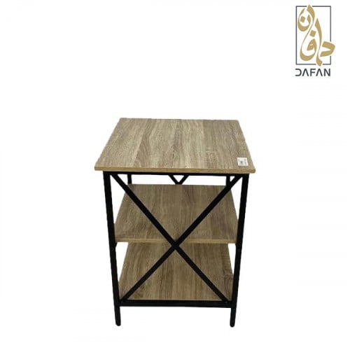 طاولة خدمة مفردة 3 أرفف خشب وقاعدة حديد