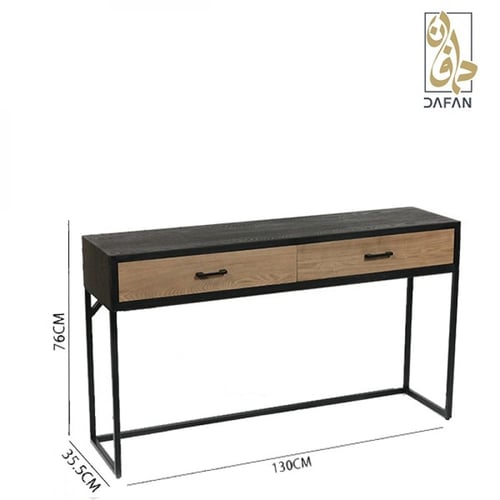 طاولة مدخل كونسول خشبي بدرجين وقاعدة معدنية